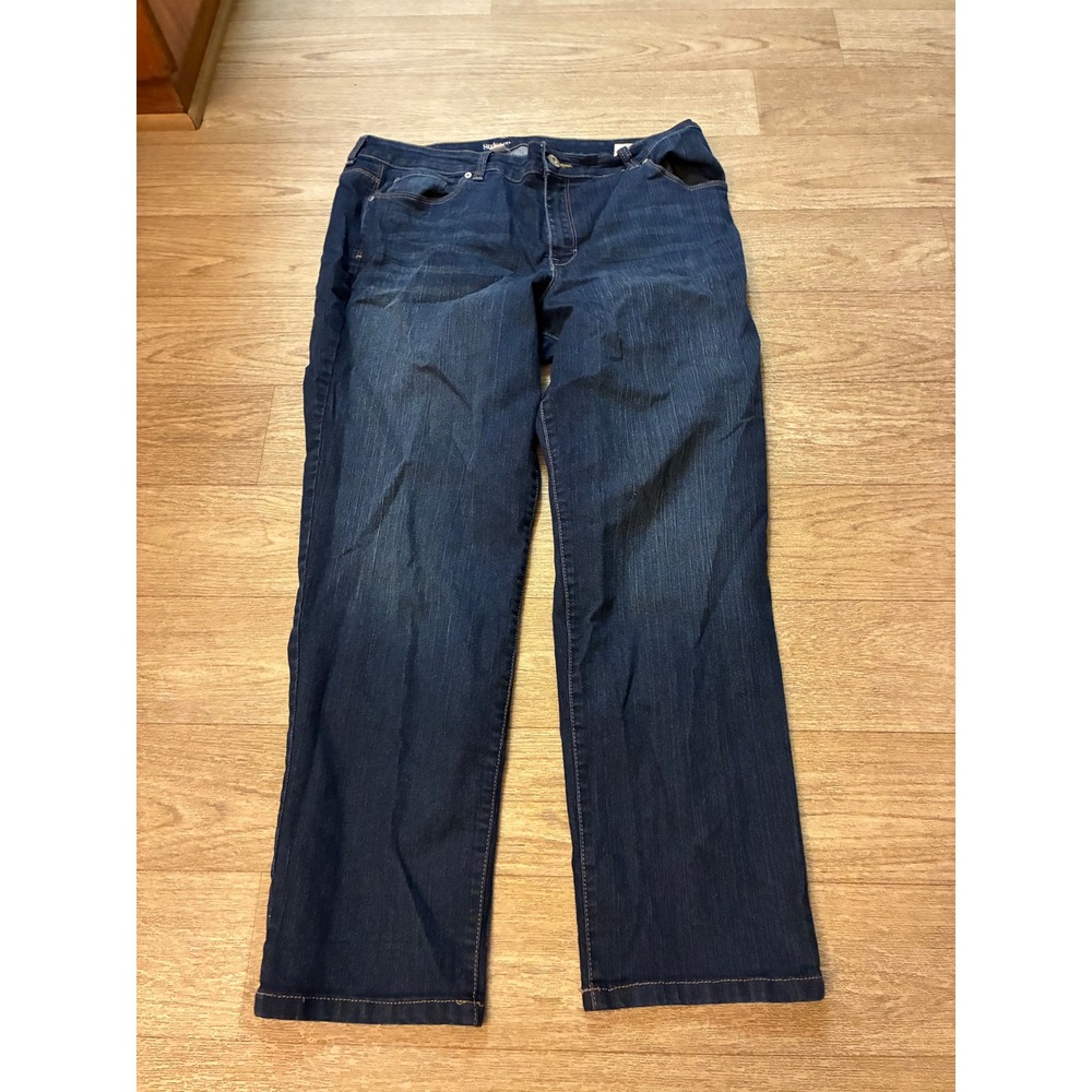 Style & Co Womens Ex-Boyfriend Curvy Ankle Jeans Dark Wash Blue Size 16